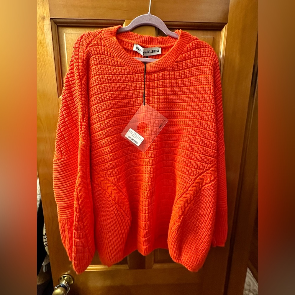 Brand New Bright Orange VDR Viadellerose OS Sweater w/ bag.